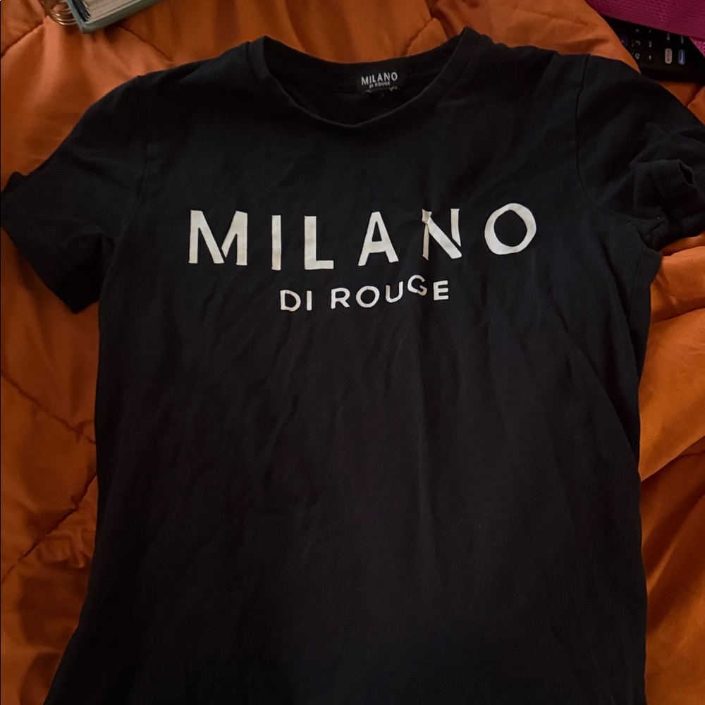 Milano Di Rouge Black Tee with White Logo